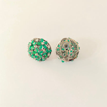 Western Green Stone Back Clip stud Earring