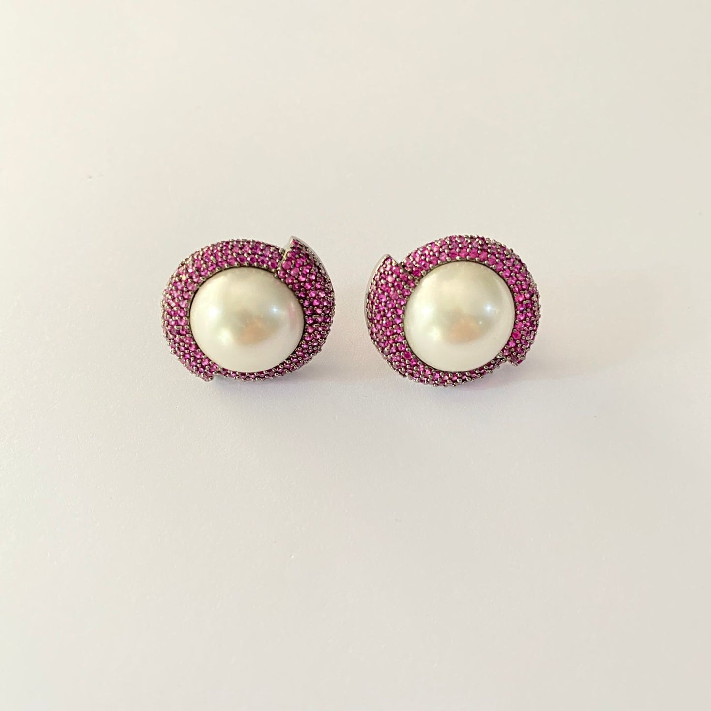 Pink White Pearl Victorian Studs