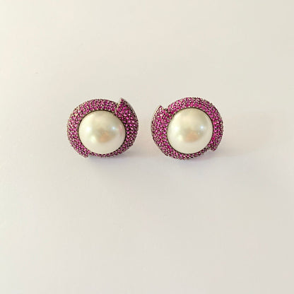 Pink White Pearl Victorian Studs