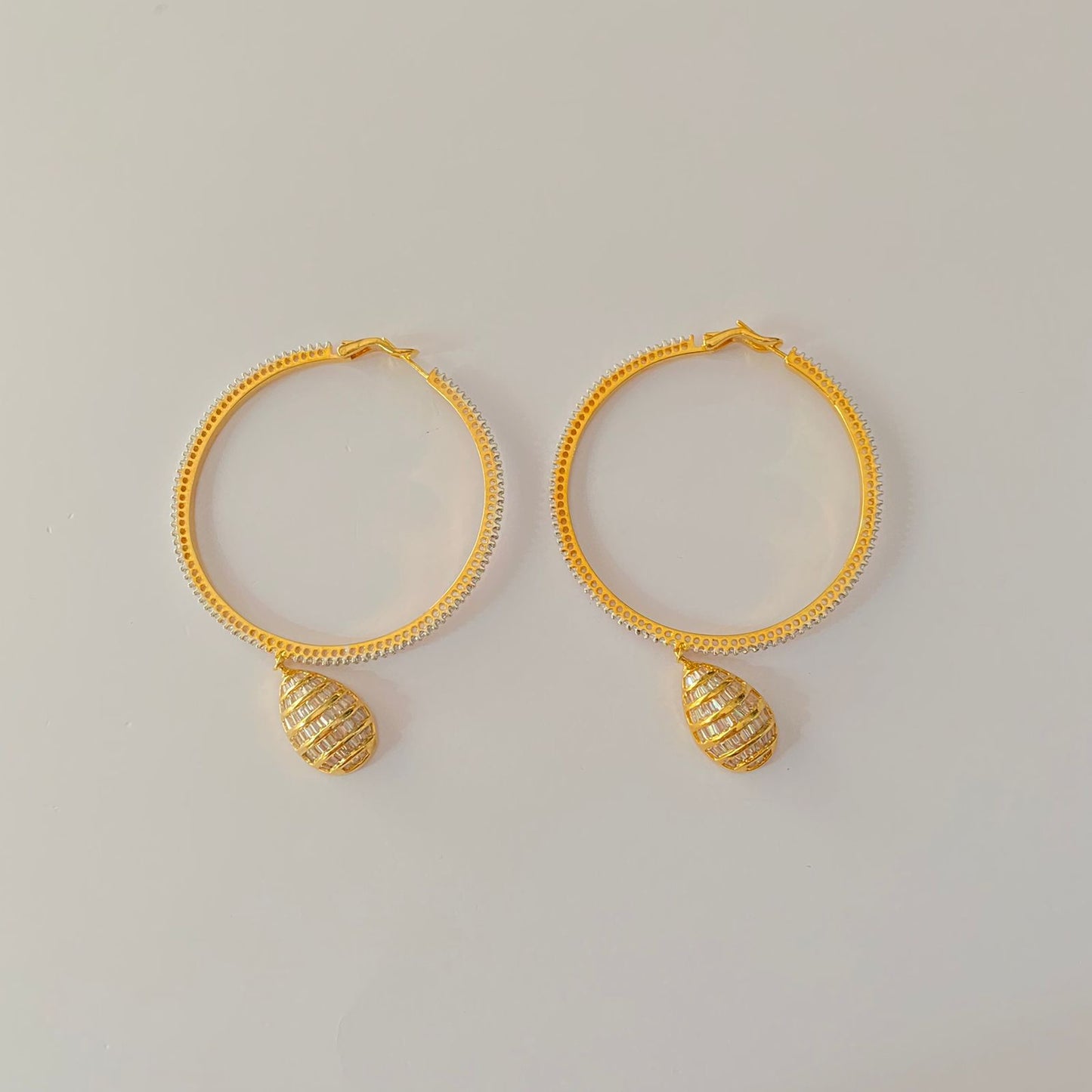 Western Stone Drop gold plated Big Hoop earring