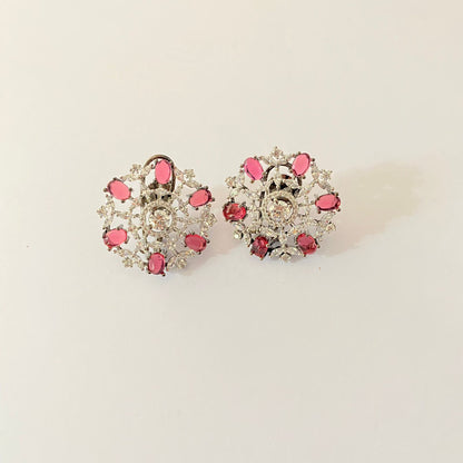 Red Stone Small Victorian Stud  Earring