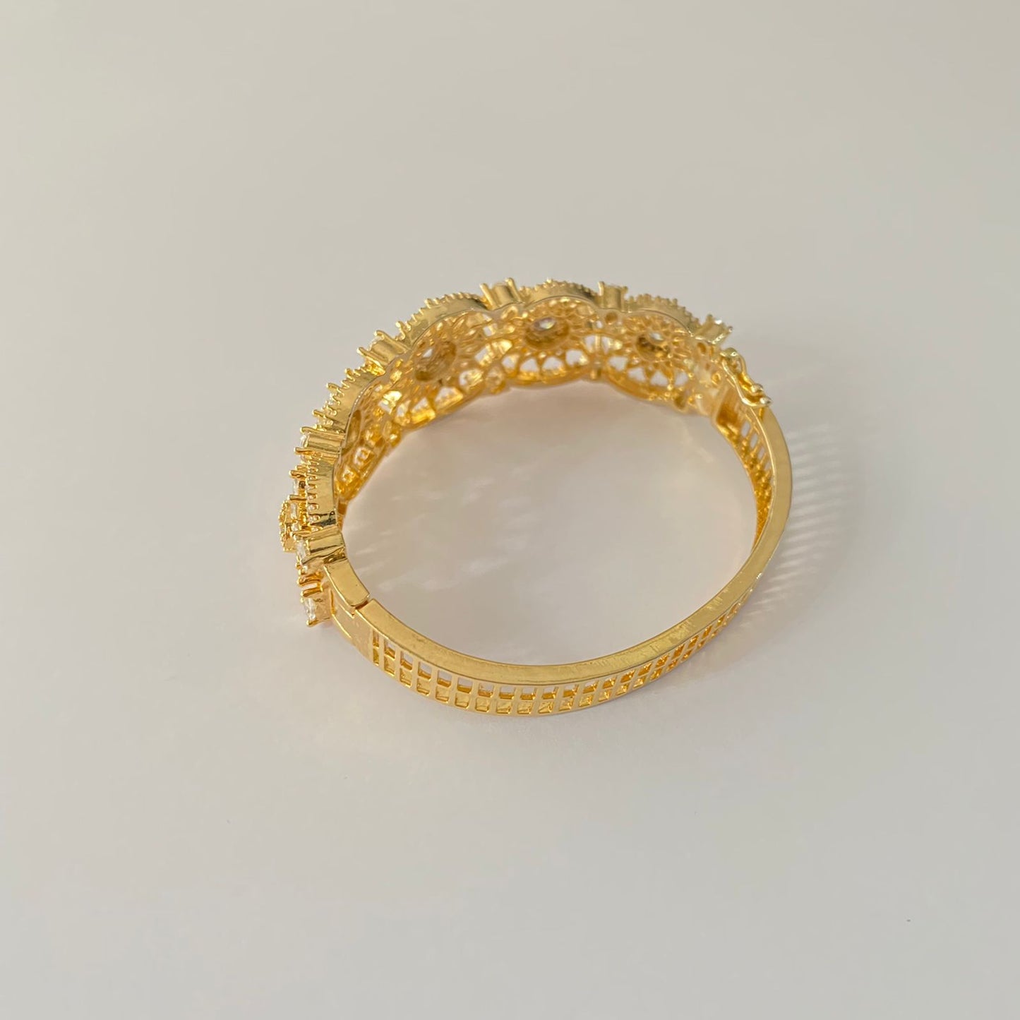 A.D Stone Gold Plated Openable Broad Bracelet