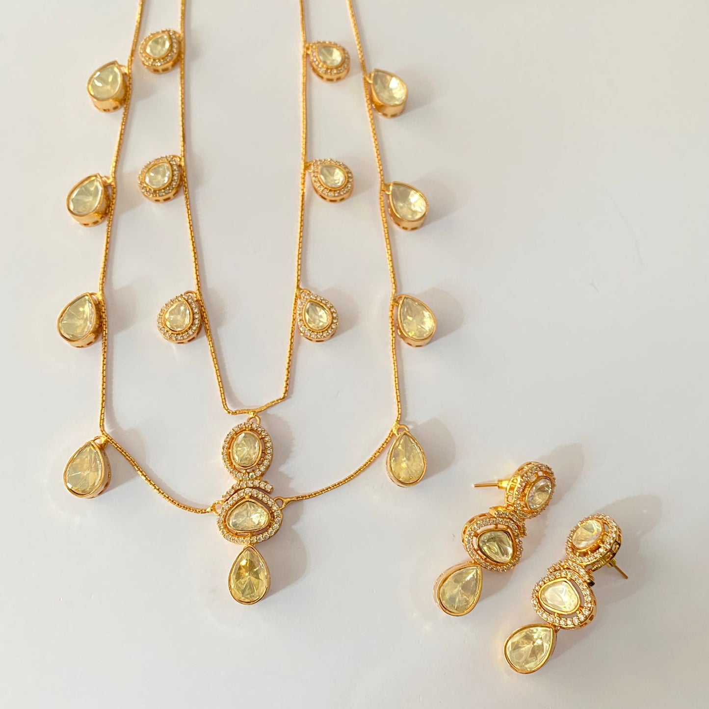 Polki Double Line Necklace Set.