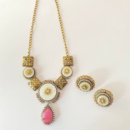 Pink Stone Necklace Set