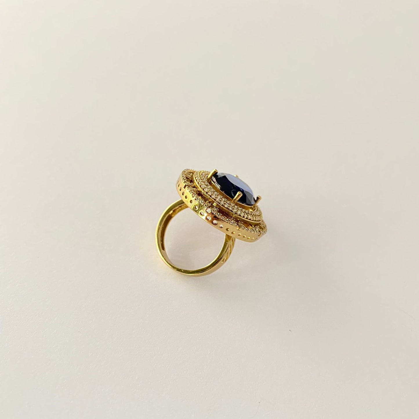 Dark Blue A.d stone Adjustable Ring