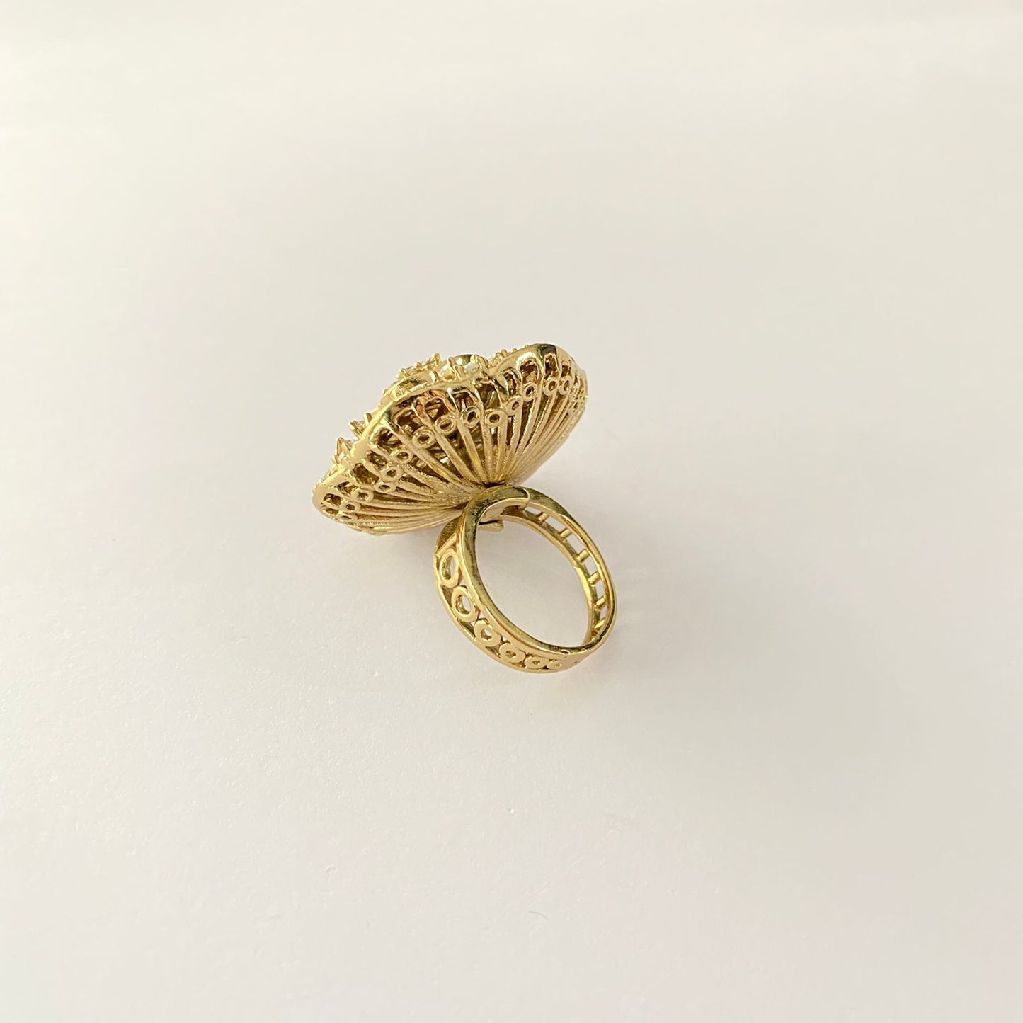 Floral A.D Stone Gold Plated Antique Party Wear Adjustable Ring