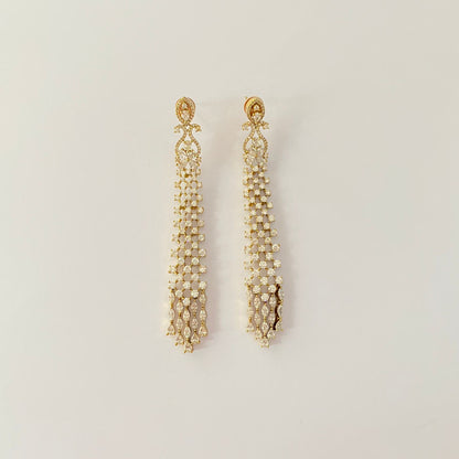 A.D Stone Antique Gold plated Long Dangler Earring