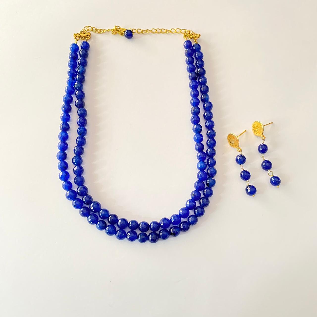 Blue double Layer Necklace Set