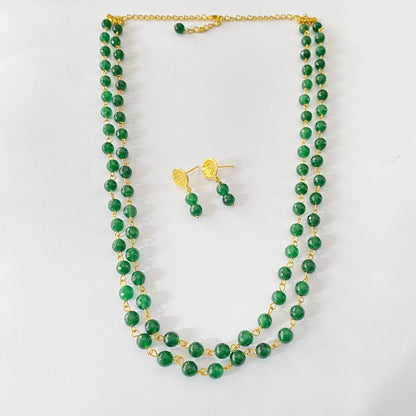 Emerald Double Layer Necklace Set