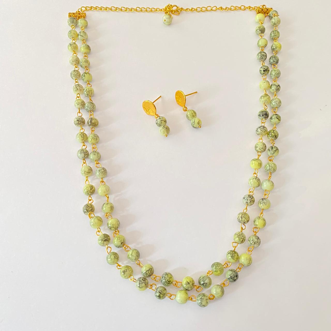 Mint Green Double layer Necklace Set