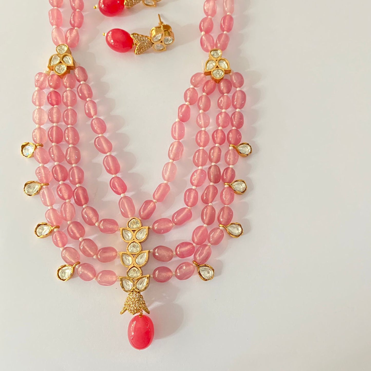 Baby Pink Polki Necklace Set