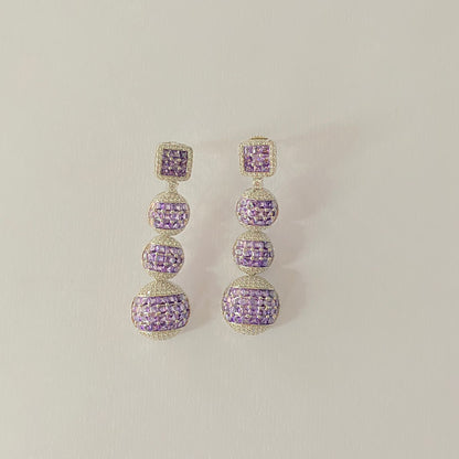 Purple Stone Silver Plated Dangler Earring