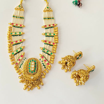 Gold Plated Green Necklace Set