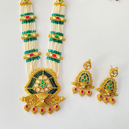 Green Gold Plated Necklace Set