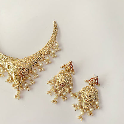 White Pearl Jadau Necklace Set