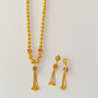 Gold Plated Long Necklace Set