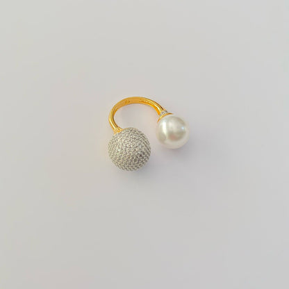 Pearl With Stone openable Gold Plated Ring