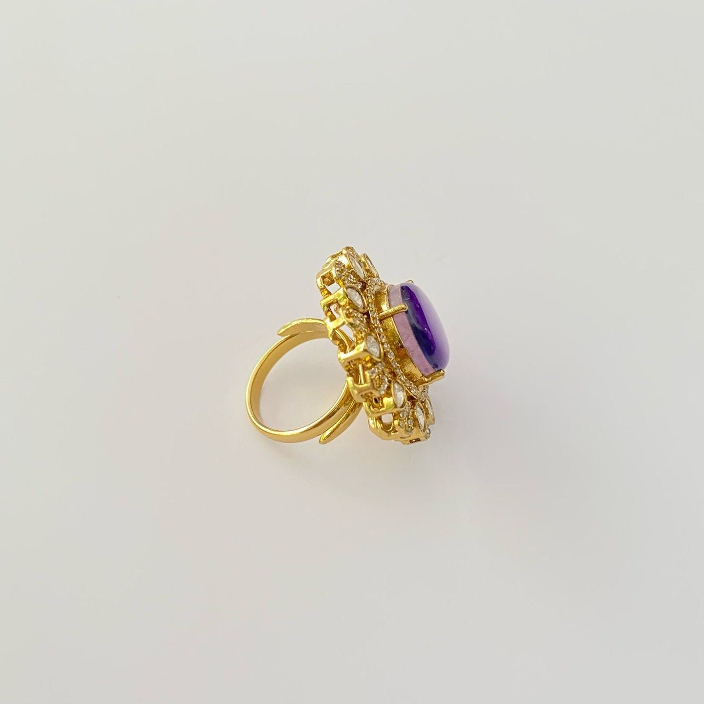 Purple Stone Antique Fusion Adjustable Ring