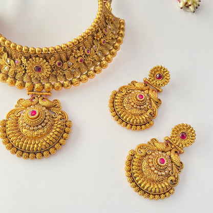 Gold Plated Temple Necklace Set