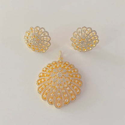 Classy gold plated A.D pendant set