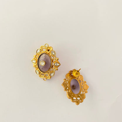 Gold Plated Polki Amethyst Necklace Set