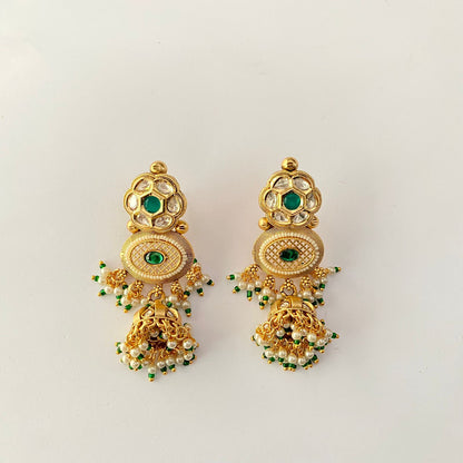 Gold Plated Drop Green Necklace Set