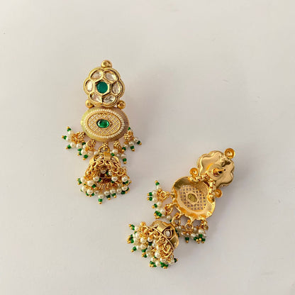 Gold Plated Drop Green Necklace Set
