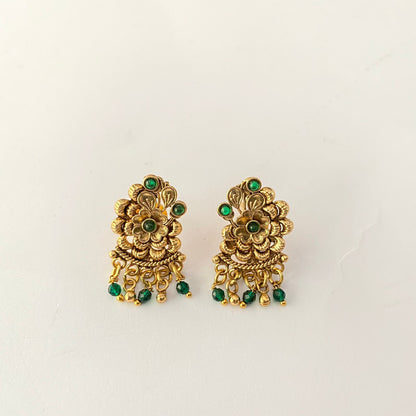 Gold Plated Green Temple Necklace Set