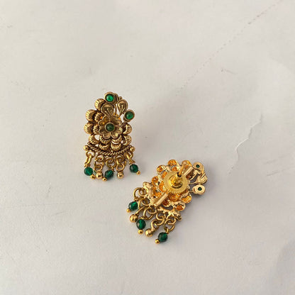 Gold Plated Green Temple Necklace Set