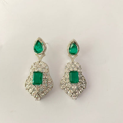 Silver Plated Green Necklace Set