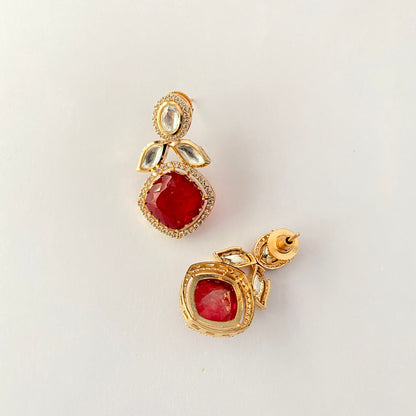 Gold Plated Ruby Kundan Choker Set