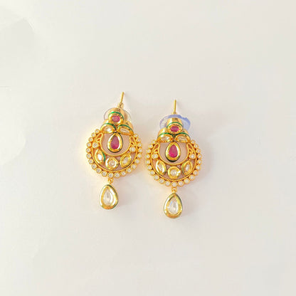 Ruby Stone Kundan Chandbali Light Weight Earring