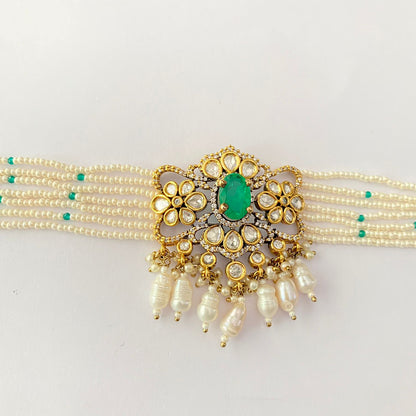 Kundan Green Moissanite Choker Set