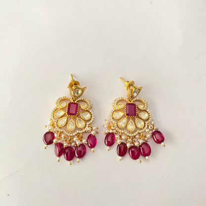 Gold Plated Moissanite Ruby Choker Set