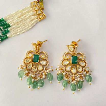 Moissanite Green Gold Plated Choker Set