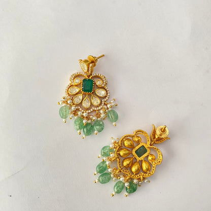 Moissanite Green Gold Plated Choker Set
