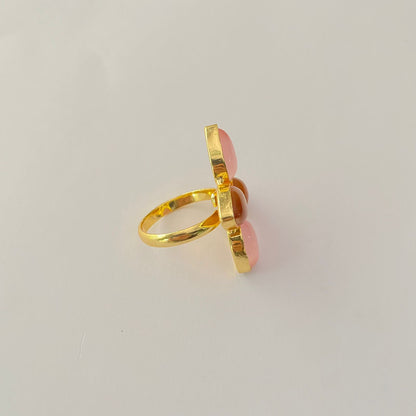 Pink & Brown Candy floral Adjustable Ring