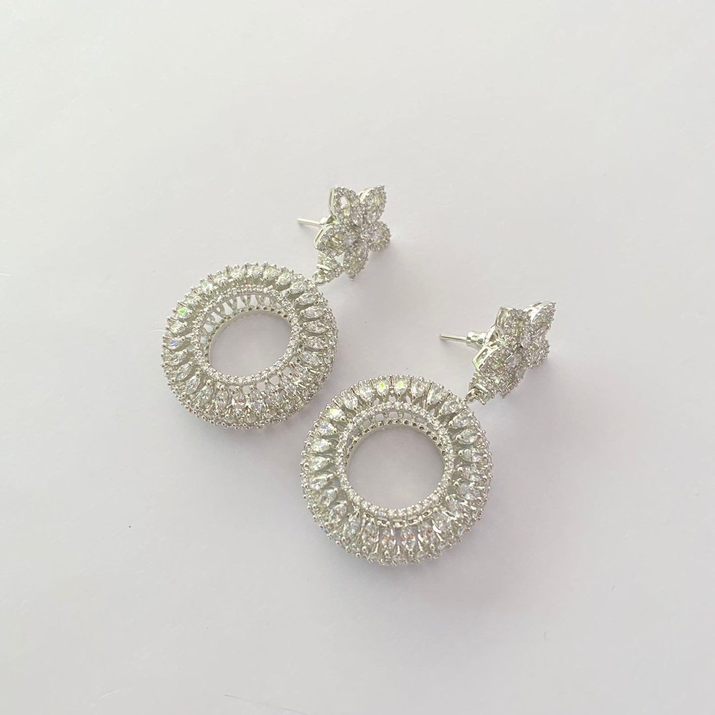 Stylish Silver A. D Stone round dangler Earring