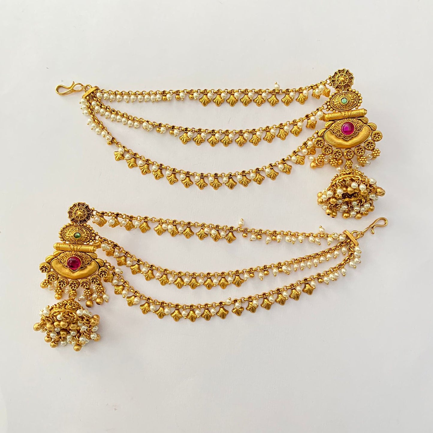 Traditional Antique Gold Plated 3 layer jhumka Earring