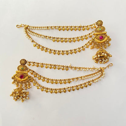 Traditional Antique Gold Plated 3 layer jhumka Earring