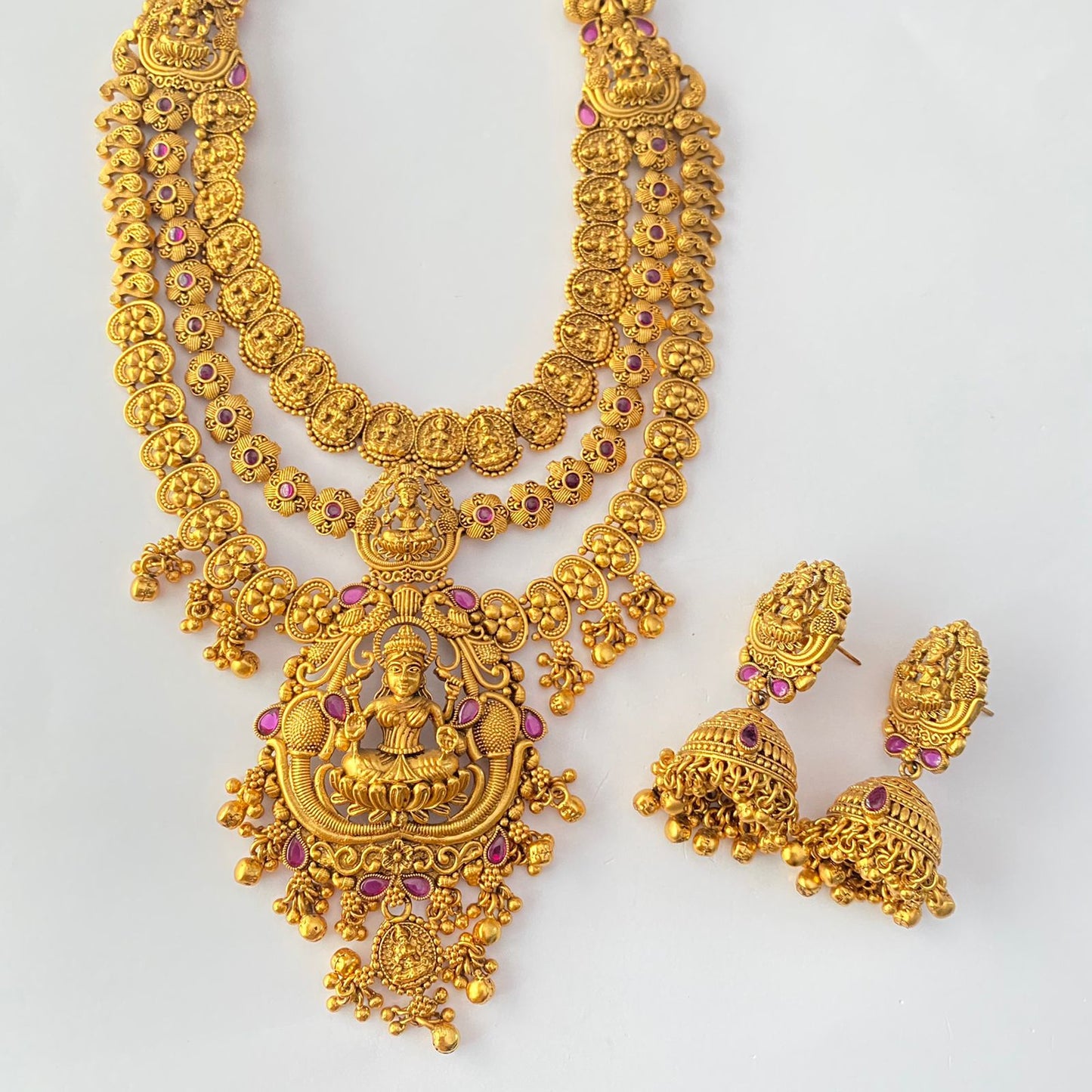 Gold Plated Laxmi Temple Necklace Set