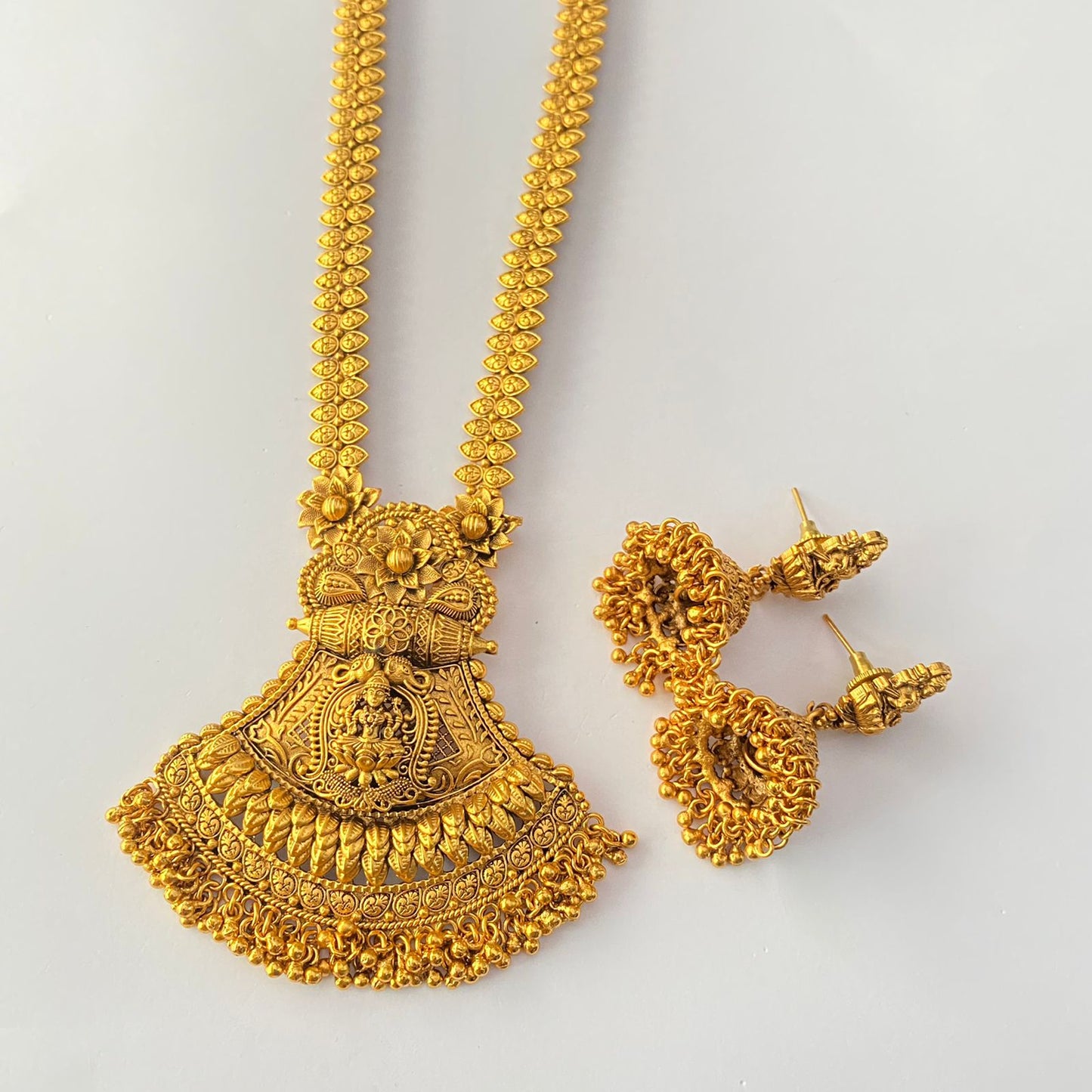 Gold Plated Laxmi Long Necklace Set