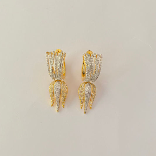 Silver & gold Plated A.D Stone Stylish Hoop earring