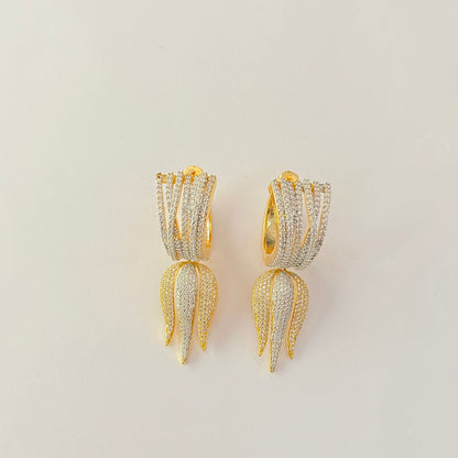 Silver & gold Plated A.D Stone Stylish Hoop earring