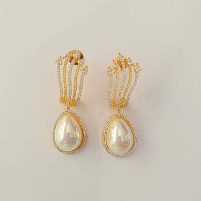 Classy A.D pearl Drop dangler  Gold plated Earring