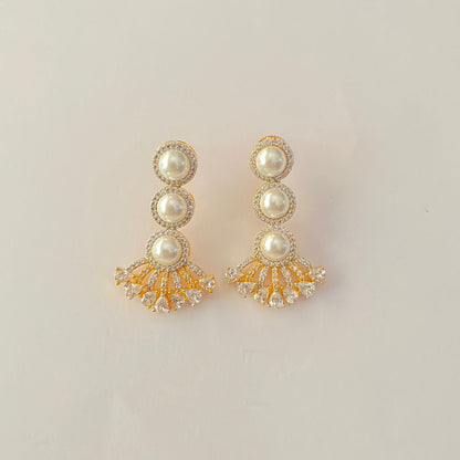 Pearl Gold Plated A.D  Earring
