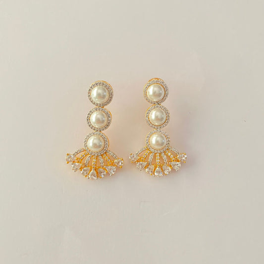 Pearl Gold Plated A.D  Earring
