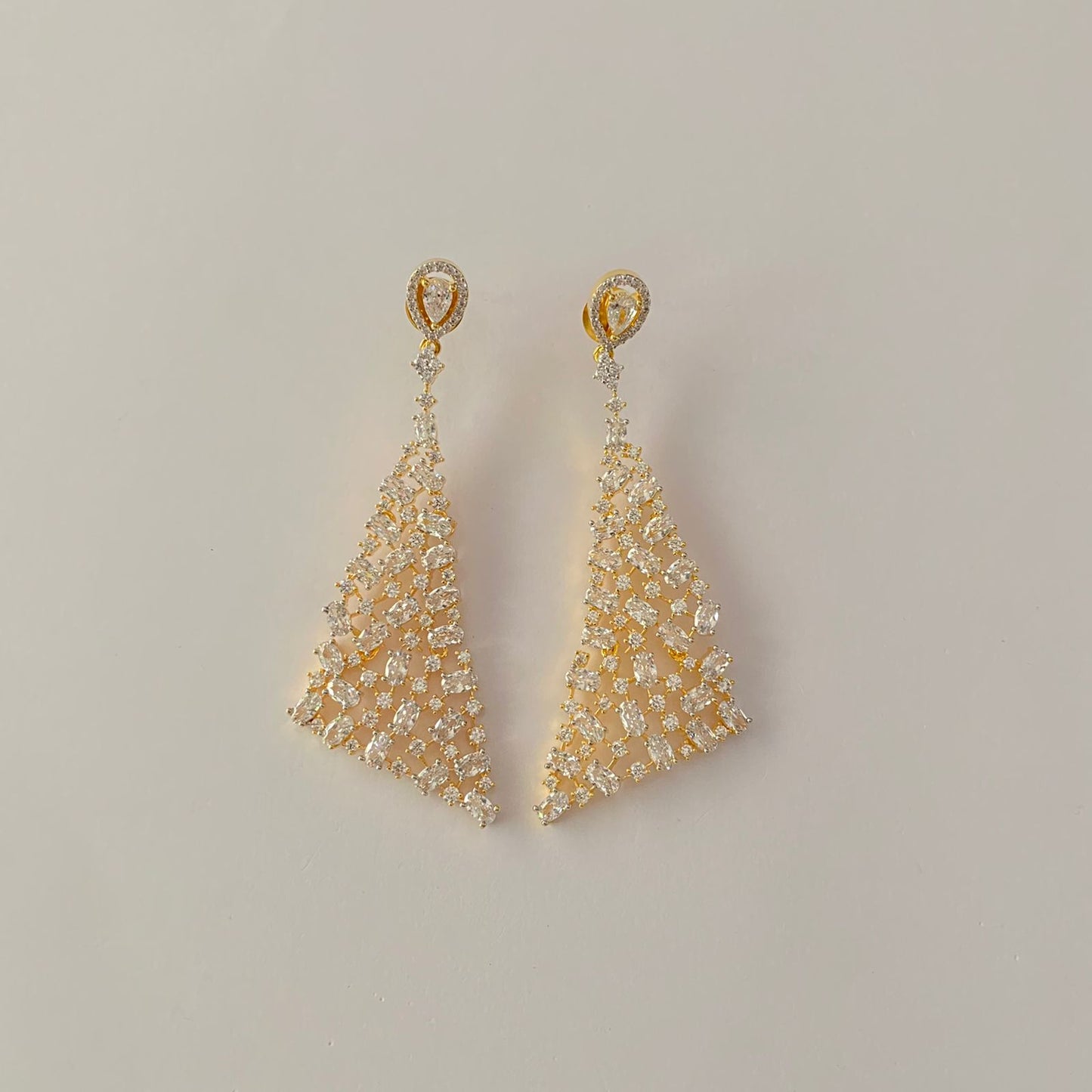Stylish A.D Stone Gold plated Dangler Earring