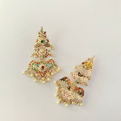 Multi Gold Plated Jadau Earring