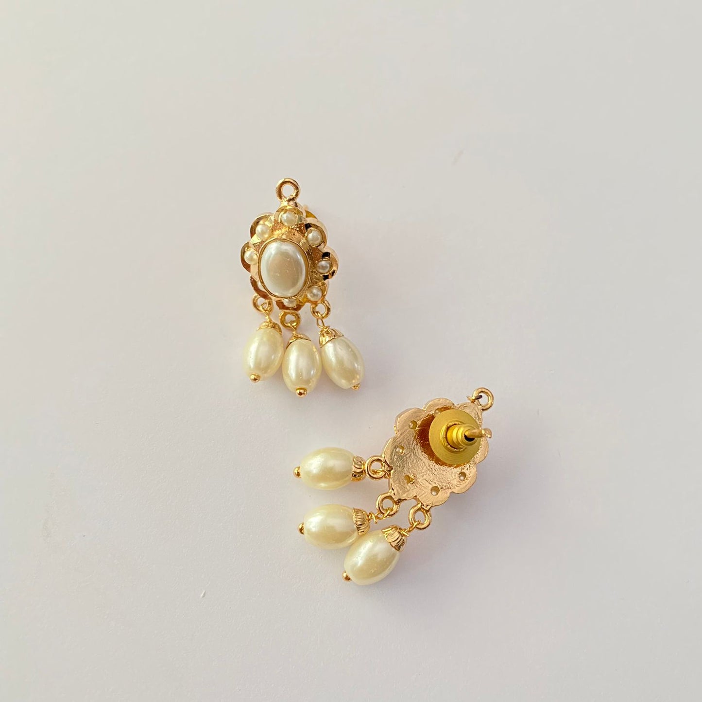 Gold Plated Small Pearl Jadau Earring